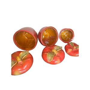NWOB Vintage Ceramic red Apple Canister set of 3